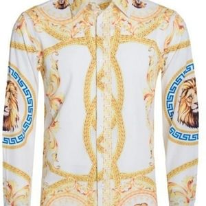 Lion White/Gold Chain Men Shirt